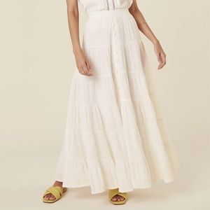 Spell Jolene Lace Maxi Skirt White Cotton Size XS